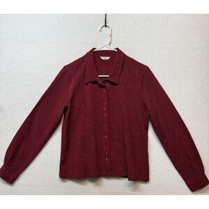 Christopher & Banks Red Houndstooth Button-Up Womens Blouse